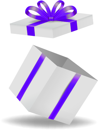 Witte cadeauverpakking met paarse strik – IPTV Smarters Pro gratis aanbieding, gratis IPTV, m3u-lijsten en IPTV app gratis